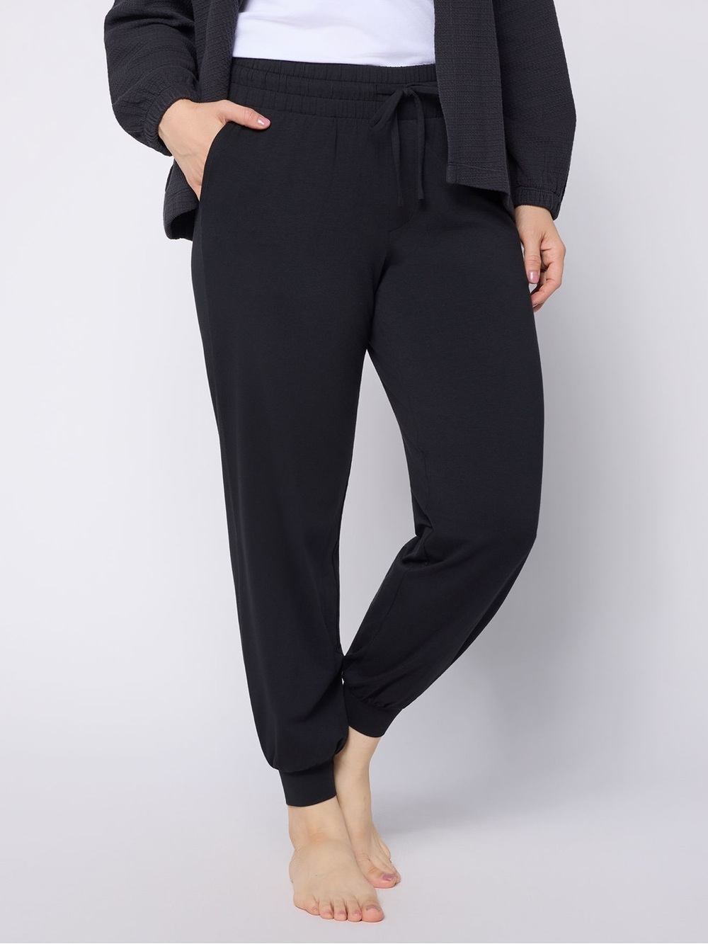 AnyBody Relaxed Drawstring Joggers in Black
